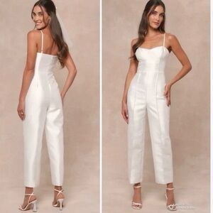 Lulu's White Cropped Jumpsuit